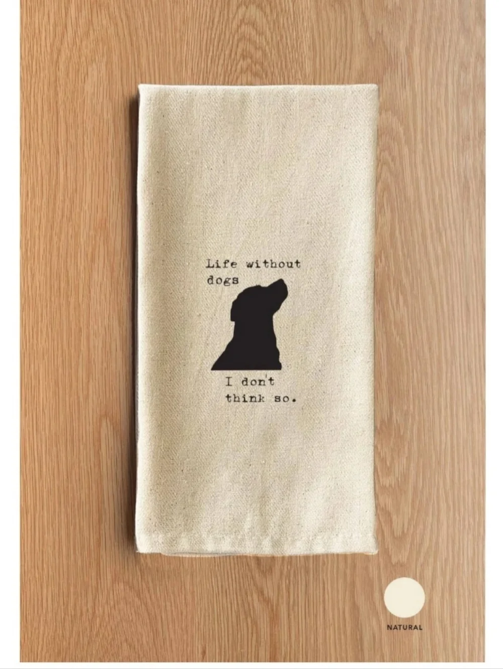 New! Dog Silhouette Tea Towel - Cream with Black Print